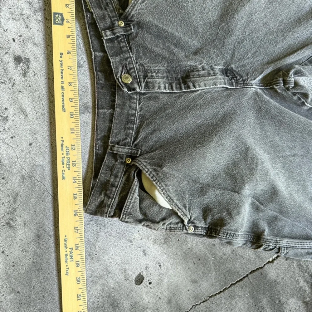 NRG Jeans Co Mens Gray Carpenter Pants Distressed Denim Utility Workwear 34x32